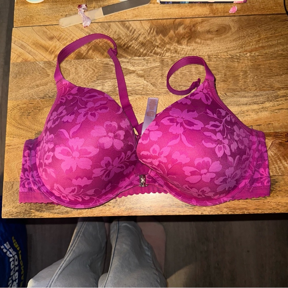 Savage X Fenty Floral Lace Bra - Fuchsia